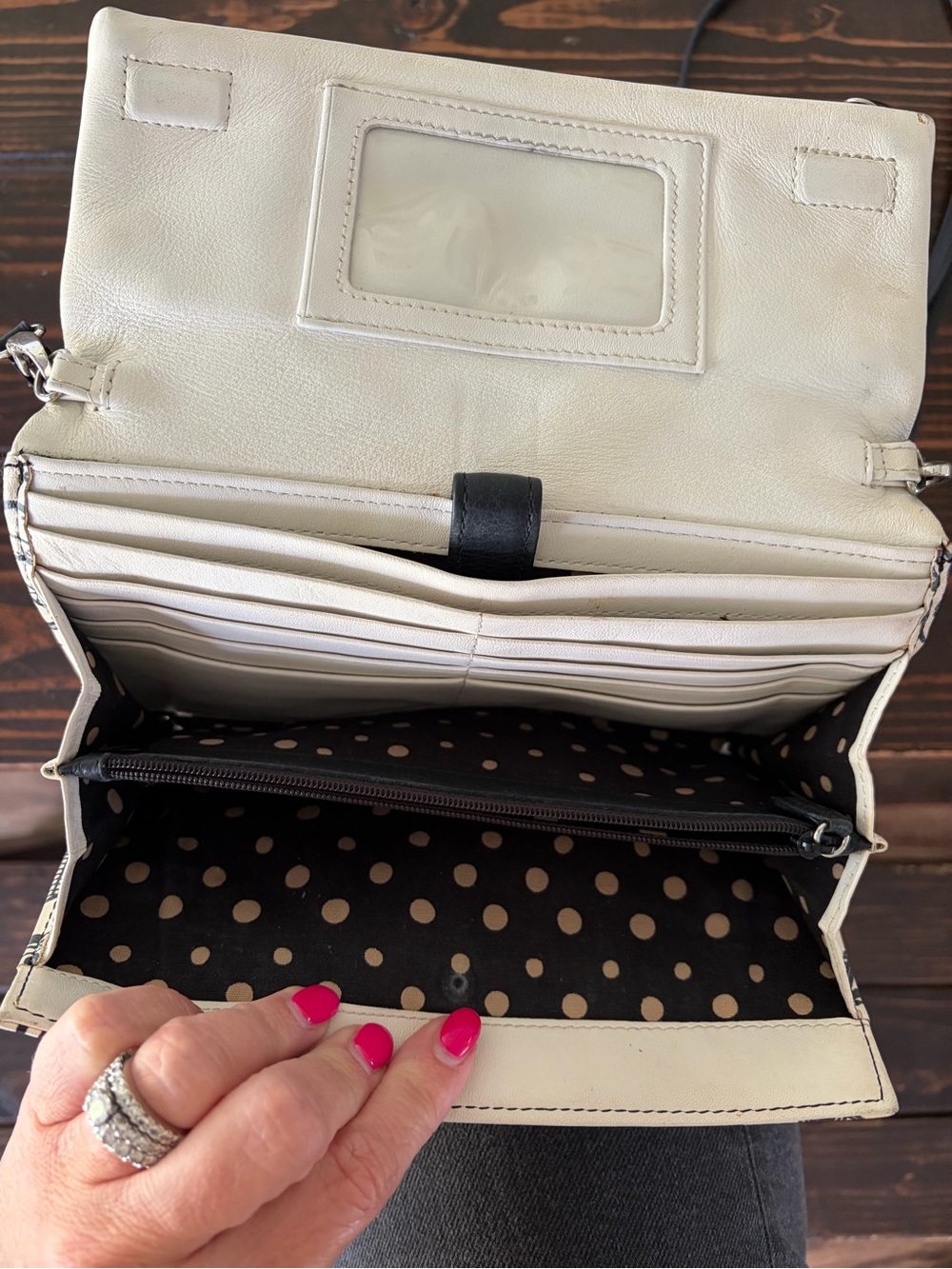 Brighton White and Black Heart Doodle Crossbody Bag - Picture 4 of 4